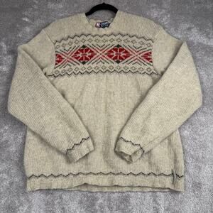 Chaps Ralph Lauren Vintage Lambswool Fair Isle Nordic Crewneck Sweater Size M